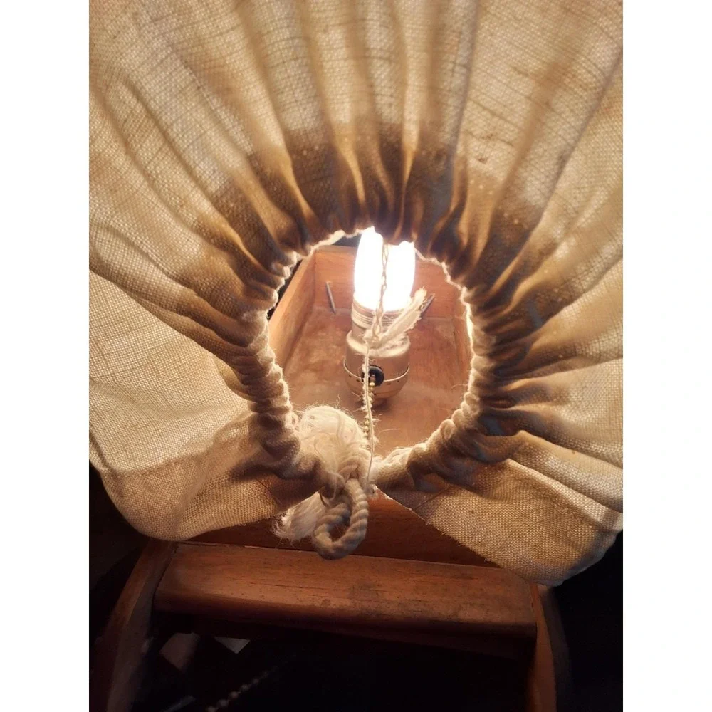 Vintage Wooden Covered Stagecoach Lamp Western Cowboy Pioneer Decor. WORKS